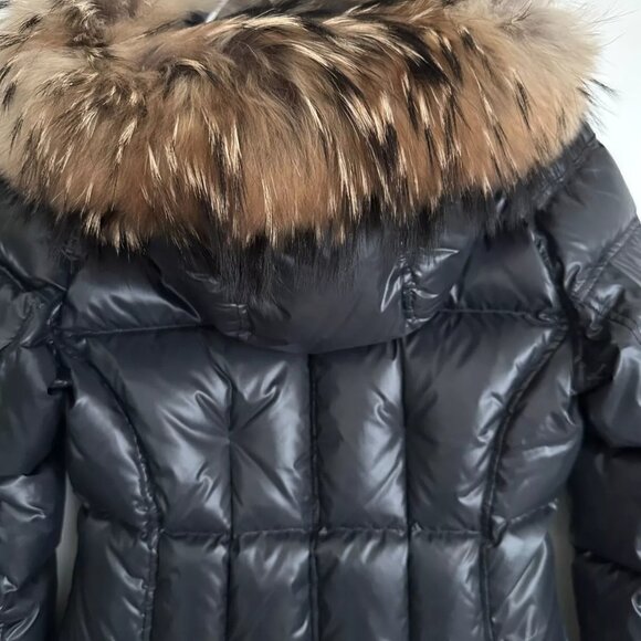 SAM Dark Gray Fur Trim Hooded Down Puffer Coat Size S - Picture 4 of 10